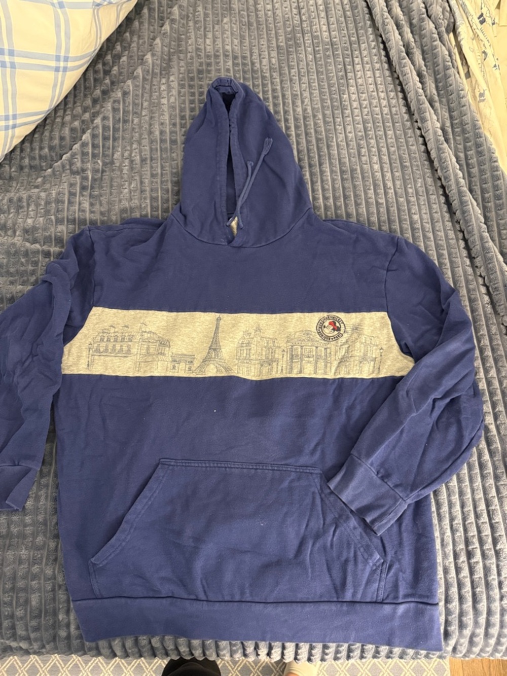 Disney Navy Hoodie with Cream Paris Stripe